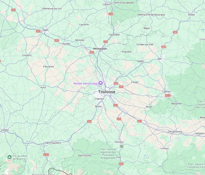 Zone d'intervention Toulouse, Haute-Garonne et départements 32, 81, 82 et 09.